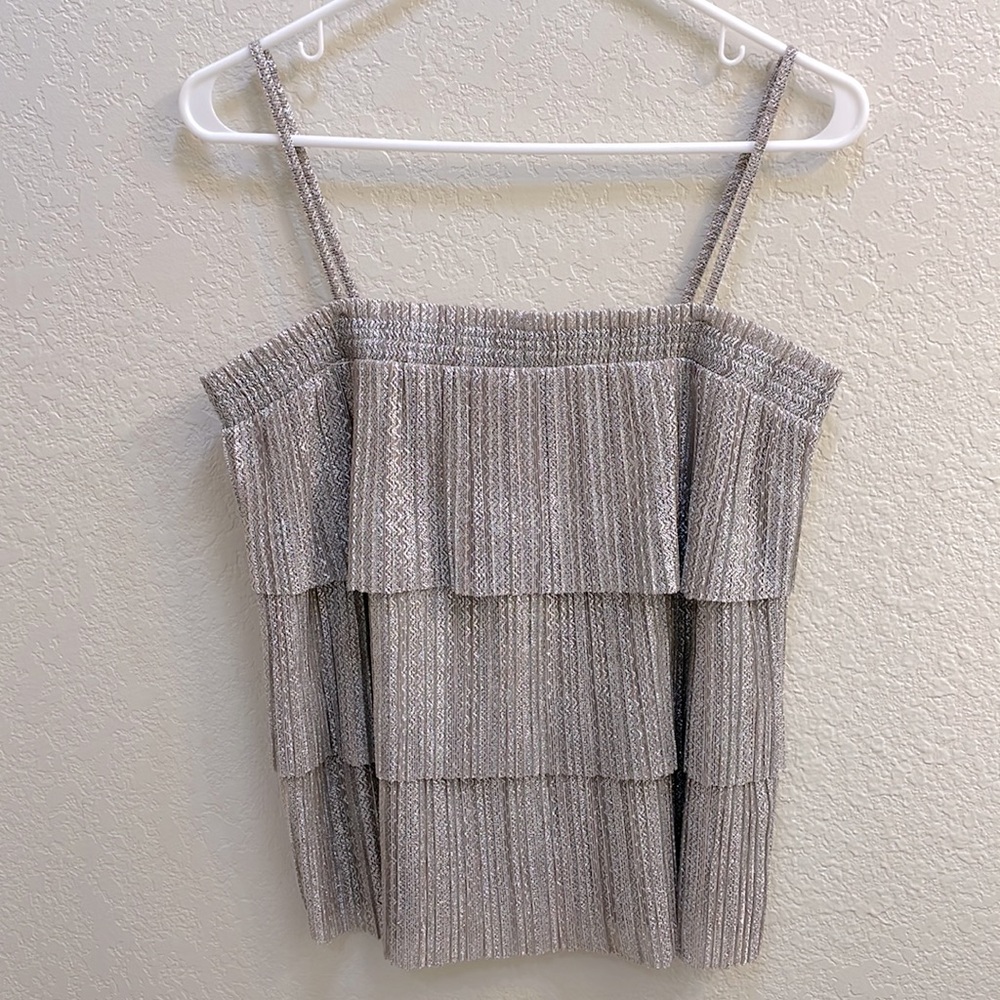Brand New Anthropologie Silver Shimmer Top - Size M